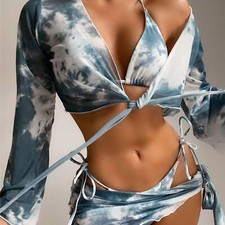 Women's Bikini Swimsuit Summer Beach Swimwear Swimsuit Women Tie-Dye 4 Piece Set