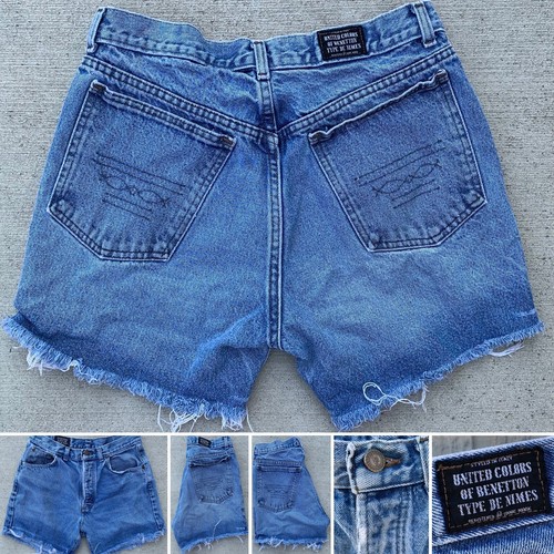 Vintage United Colors of Benetton Type de Nimes jeans shorts denim cut off  30” | eBay