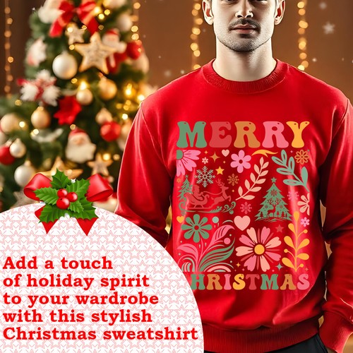 Sudaderas tipo jersey de Navidad con flores boho para hombre y mujer #MC - Imagen 5 de 29