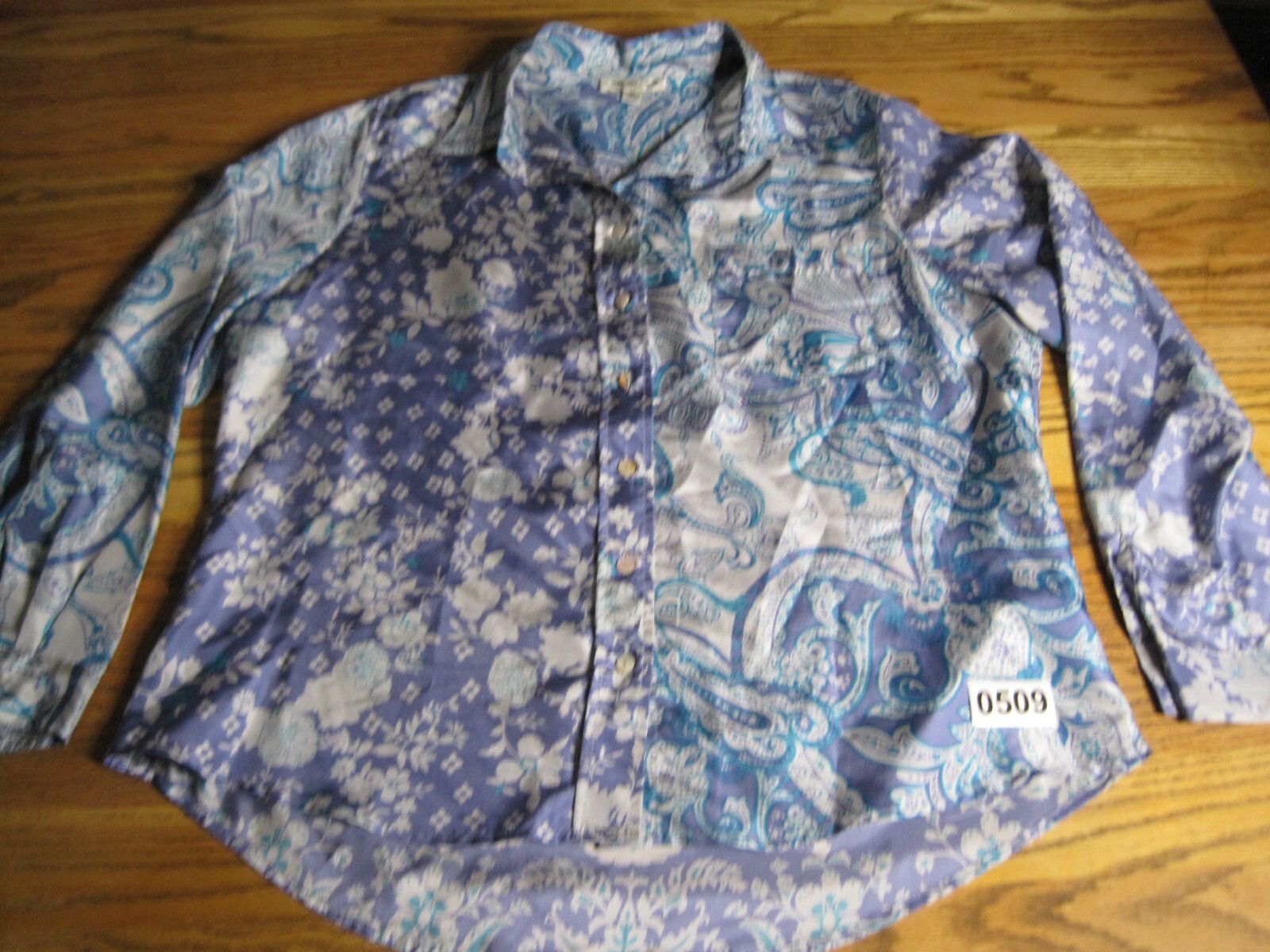 ColdWater Creek Paisley Shirt 100% Silk Floral Bu… - image 1