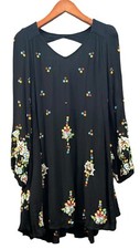 Free People Oxford Embroidered Mini Dress Size XS Black Swing Bohemian dress