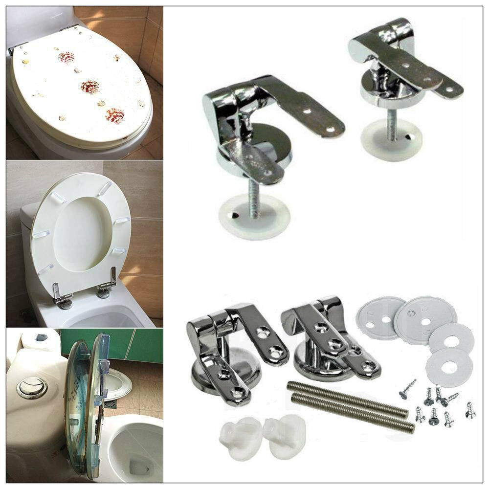 Chrome Toilet Seat Hinges Spare Universal Silver Replacement with