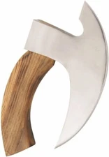 Pizza Cutter Ulu Kitchen Axe Knife Rosewood Handle with Leather Sheath