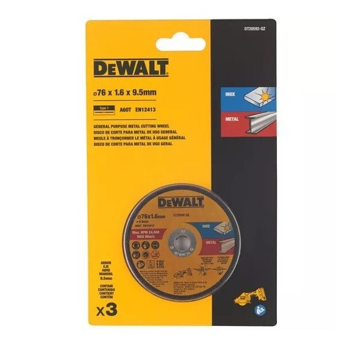 Discos de corte DeWALT x3 76 mm rueda delgada metal acero inoxidable cortador de hojas - Imagen 8 de 13