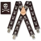 Mens Braces Heavy Duty Suspenders 2" 50mm Wide Skull & Crossbone Braces