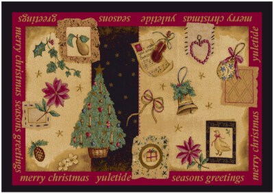 2x4 Milliken Yuletide Nostalgic Bordered Christmas Area Rug - Approx 2'8''x3'10''