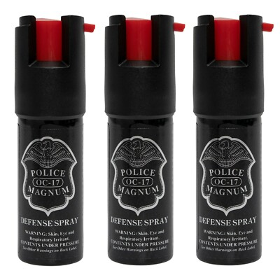 #ad 3 Police Magnum pepper spray .50oz unit safety lock personal defense protection $10.95