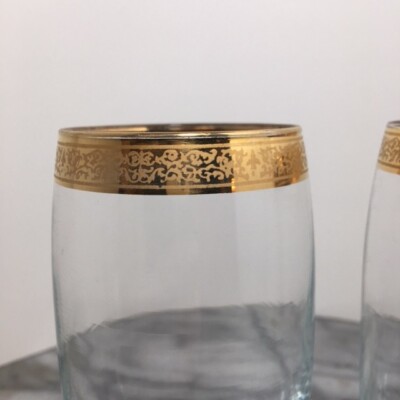 Vintage Pasabahce 22k Gold Rim Clear Drinking Highball Glasses 5.75" Lot of  2 | eBay