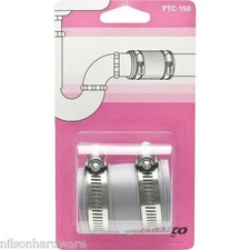 20 Pk Fernco Tubular PVC 1 1/2" Brass Plastic Drain Pipe Tube Connector PTC-150