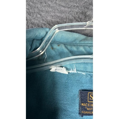 Camicia vintage Sears Western turchese denim con fasce accento arancione - Foto 13 di 18