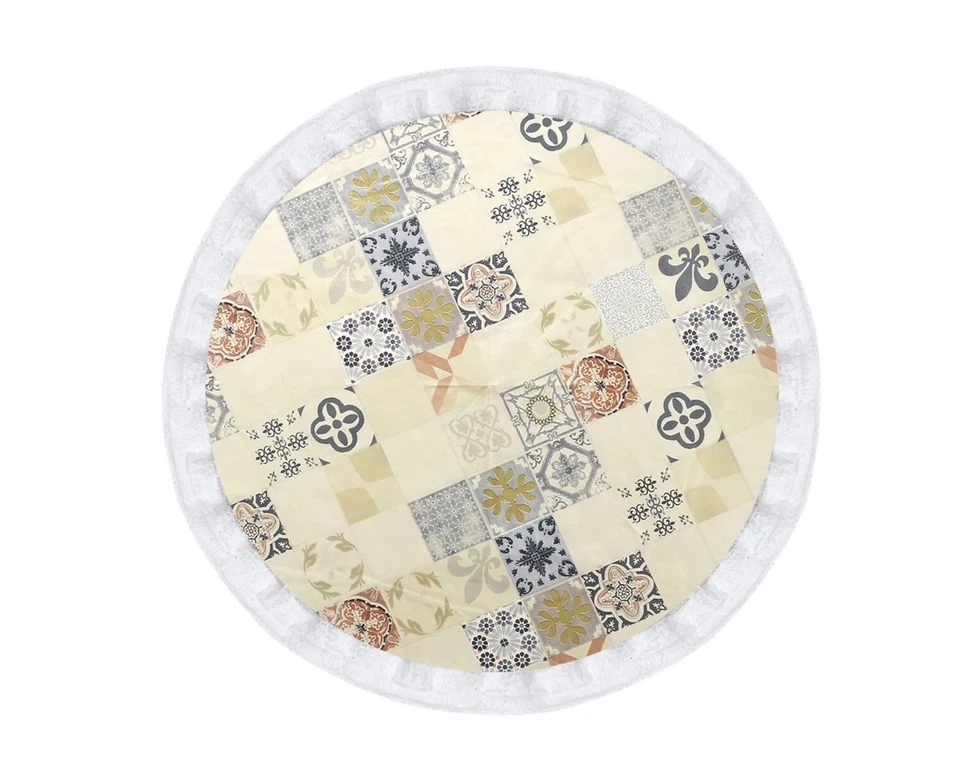 PVC Waterproof 4 Seater Round Table Cover 60 Inches Diameter cream US - Image 2 of 3