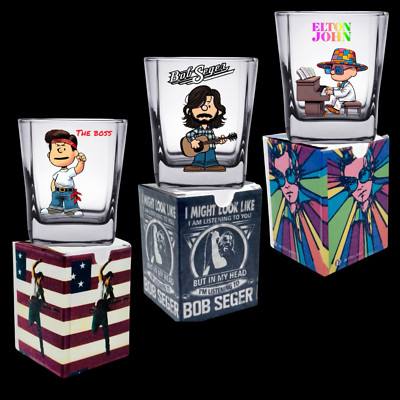 ROCK/Pop Bands/SINGERS /PEANUTS Characters  SHOT Glasses W/ GIFT boxes