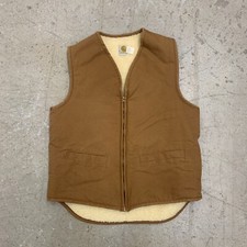 Vintage Carhartt Vest Mens Large Tall USA Duck Canvas Full Zip Sherpa Lined 6SVL