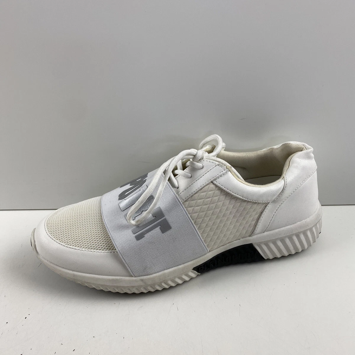 Philipp Plein Sport White Leather Mesh Lace Up Low Top Sneakers