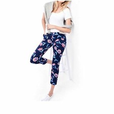 NEW LANDS END MID RISE STRAIGHT LEG CHINO CROP PANTS DEEP SEA FLORAL 16W