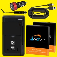 Long Lifespan 2 x 2400mAh Battery Charger Car Charger Cable for ZTE Avid 559 USA