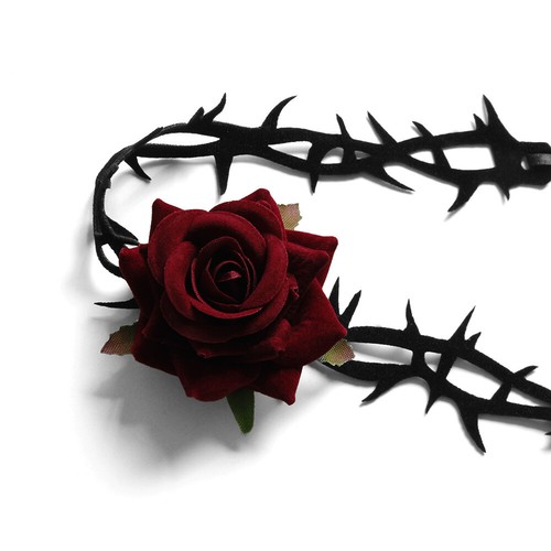 Collana Choker Fiore Rosa Retro Velluto Donna Abito Gotico Gioielli Catena Collare - Foto 5 di 18