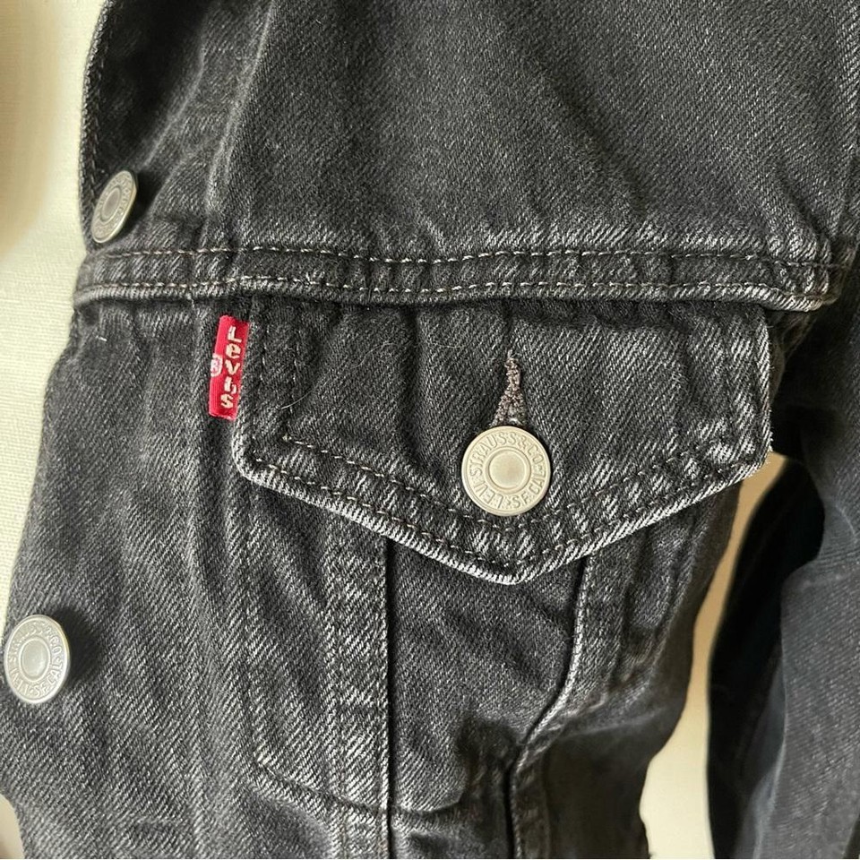 Levis trucker black denim jacket with bow details on the sleeve eBay