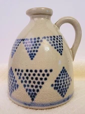 Museum American Folk Art Design Salt Glaze Stoneware Pottery Maple Syrup Jug