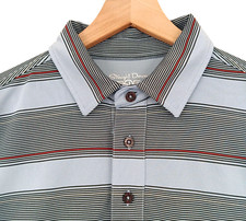 Straight Down Golf Polo Shirt Mens Medium Grey Striped Performance Golg Logo