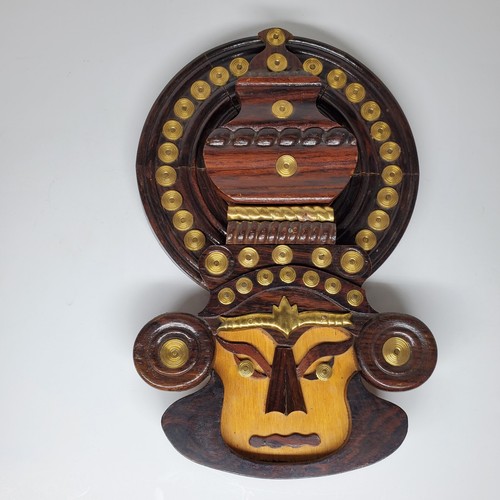 Vintage Kathakali Mask Decorative Wall Hanging Wood Indian Wall Mask - Picture 5 of 5