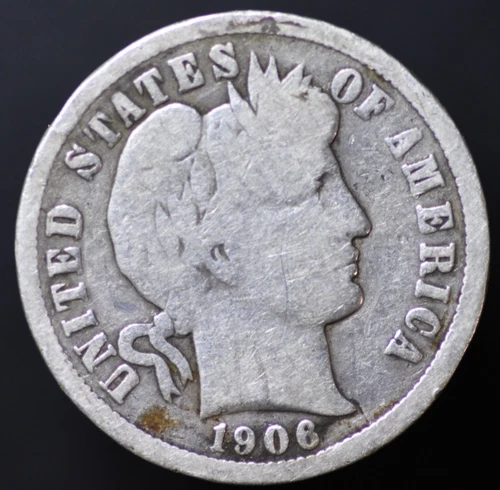 1906-P Barber Dime VG 90% Silver (#6316)