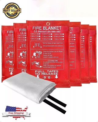 6 Pack Fire Blanket 40 ×40  Emergency Fiberglass Suppression for Home Kitchen