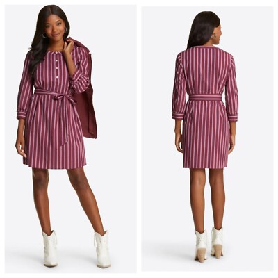 NWT Draper James Flounce Popover Stripe Dress Berry Size 2 $125 New!