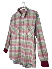 Arnold Zimberg Size Large Shirt Button Mens Lightweight Pink Green