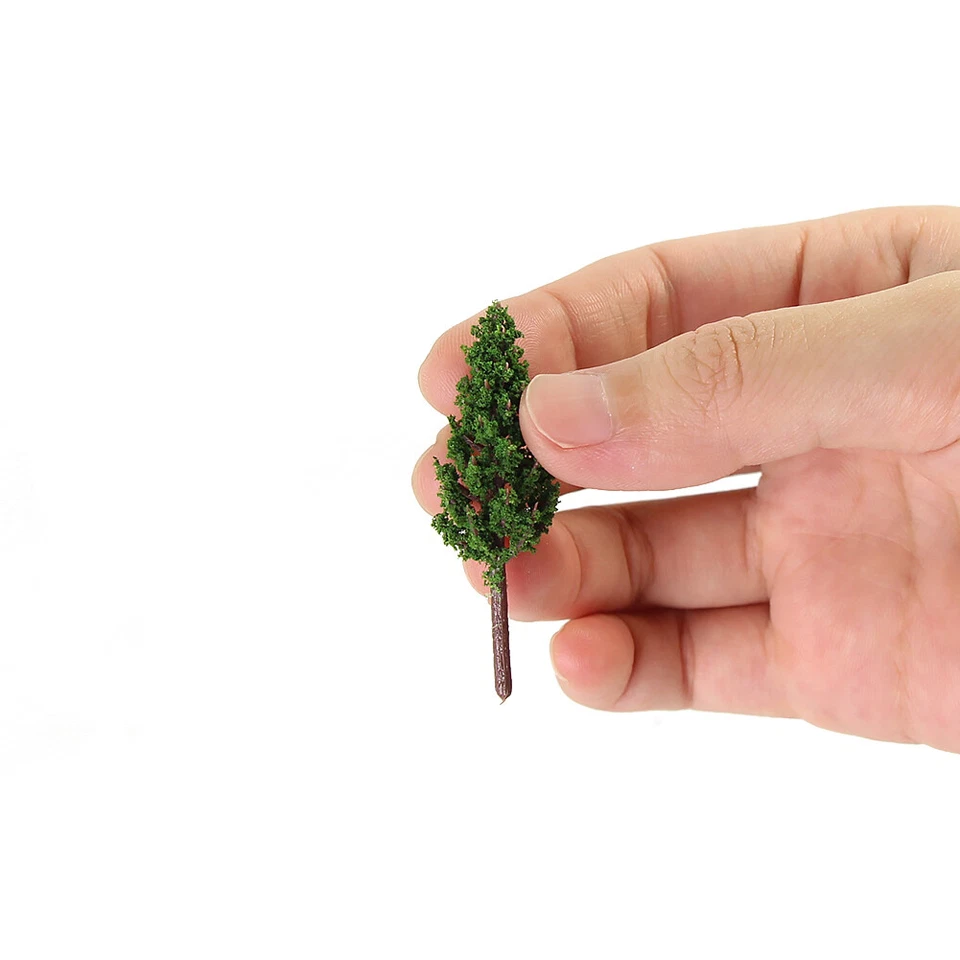 50pcs Model Pine Trees Green For 1:150 N Z Scale Railway Layout 45mm S4815 - Image 3 of 4