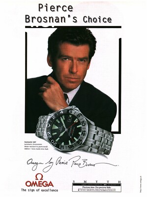1998 PRINT AD - OMEGA SEAMASTER GMT WATCH AD - PIERCE BROSNAN'S