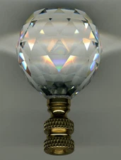 LAMP FINIAL-STUNNING LEADED CRYSTAL LAMP FINIAL**BRASS BASE**