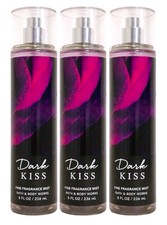 3 PACK BATH  BODY WORKS DARK KISS FINE FRAGRANCE MIST SPRAY SPLASH 8 OZ LARGE