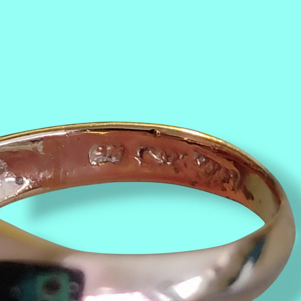 Anel duplo de zircônia cúbica ouro sobre prata esterlina tamanho 6,75 - Imagem 2 de 4