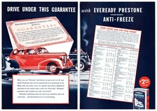 PRINT AD 1937 Eveready Prestone Antifreeze 2 Page Vintage