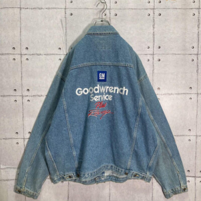 Rare] 90s NASCAR Racing Denim Jacket Light Blue XXL limited