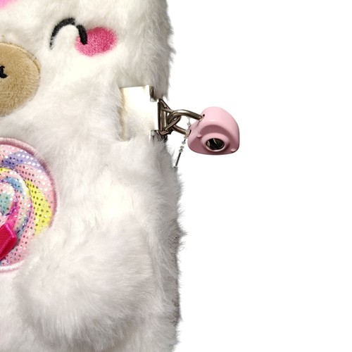 Claire's Kids Furry Unicorn Locking Diary Journal Notebook With Keys - Picture 3 of 6