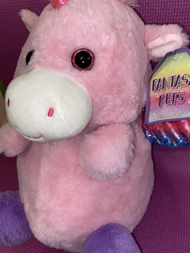 Kellytoy Fantasy Pets 15” Fat Baby Pink & Purple Unicorn Dragon Plush - Picture 2 of 14