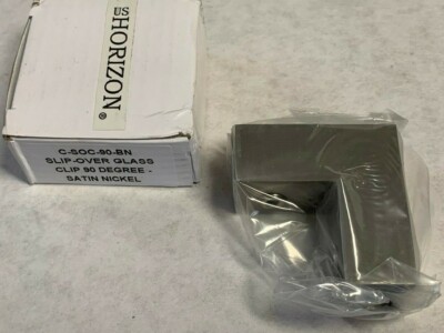 C-SOC-90-BN 90° Slip-Over Glass Clip Satin Nickel