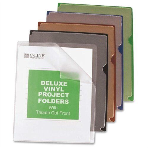 C-line Deluxe Colored Back Vinyl Folders - Letter - 8.50" X 11" - Vinyl - Clear,