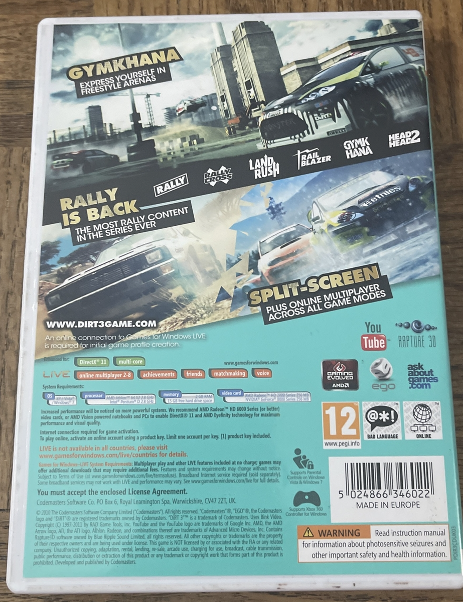 Dirt 3 PC CD Rom Video Game-Rare Vintage-SHIPS N 24 HOURS | eBay