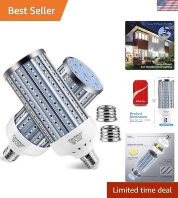 2x 60W Equivalent LED Corn Bulbs - Instant On, 25,000 Hour Lifespan, 6500K Light