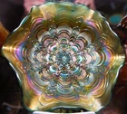 Fantastic Millersburg Carnival Glass Rosalind Bowl In Super Rare AQUA/BLUE