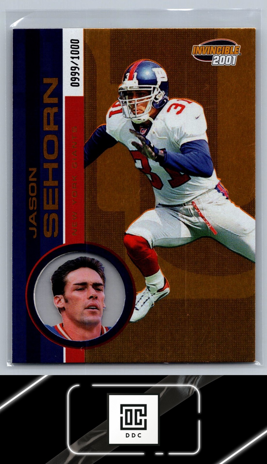 2001 Pacific Invincible #161 Jason Sehorn #/1000