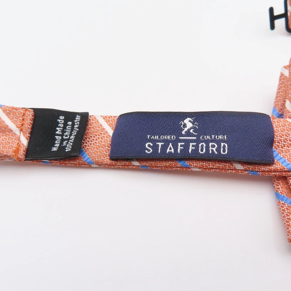 Pajarita Stafford Poliéster Rosa Azul Blanco Rayas 2.5" Ancho Preatada Foto 3 de 4