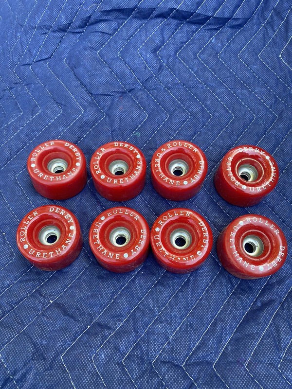 RARE VINTAGE NOS IN BOX RANNALLI ROLLER DERBY URETHANE RED 50XX SET SKATE WHEELS
