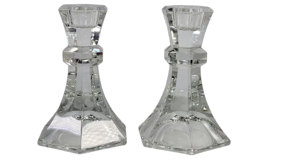 Винтажный полотенце 24% свинца кристалл подсвечники комплект из 2 Австрия 5» подсвечники - Изображение 2 из 4