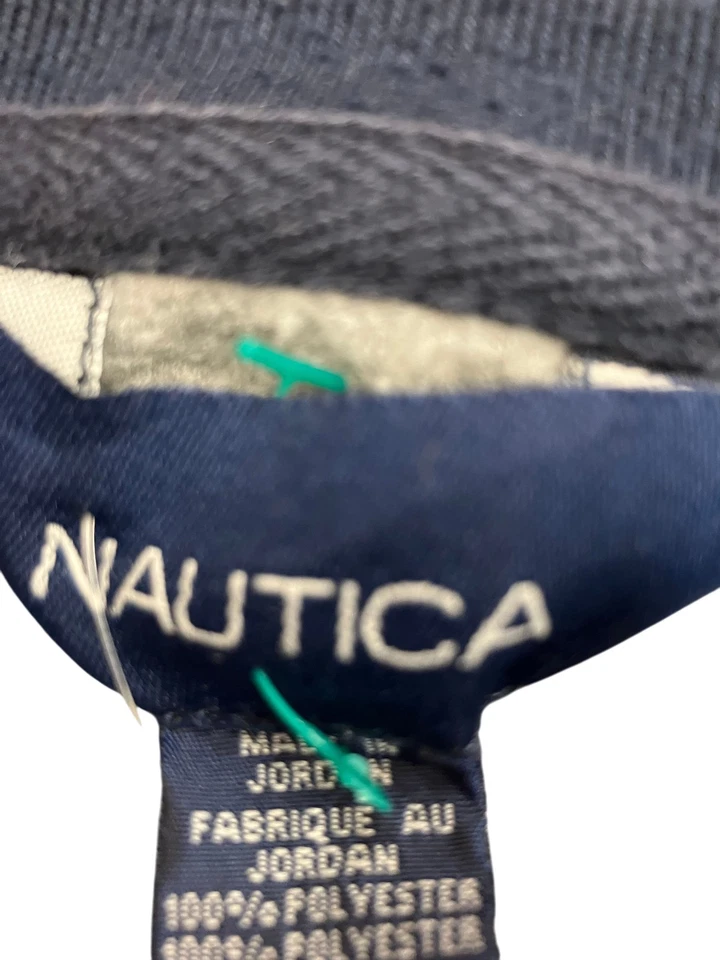 Blusa de lã retrô náutica manga longa azul poliéster - Tamanho XL - Imagem 3 de 4