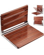 Wall Mounted 18" Teak Folding Shower Seat ADA Compliant Bench 400lb Weight Limit