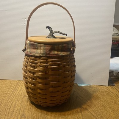 Longaberger 2000 October Fields Basket w/Maple Leaf Lid, Liner, Protector